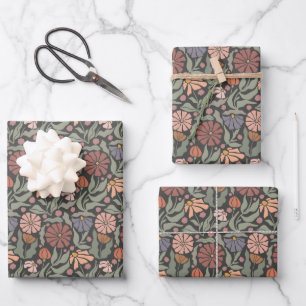Mooie Vintage Retro Bloemen Inpakpapier Vellen