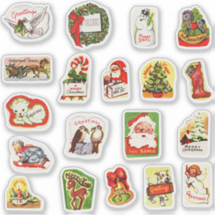 Mooie Vintage Retro Kerst Envelopezegels Set Sticker