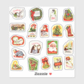 Mooie Vintage Retro Kerst Envelopezegels Set Sticker (Vel)