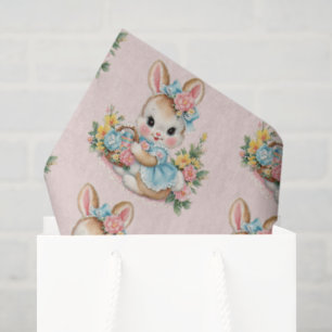 Mooie Vintage Retro Pasen Konijn Decoupage Tissuepapier