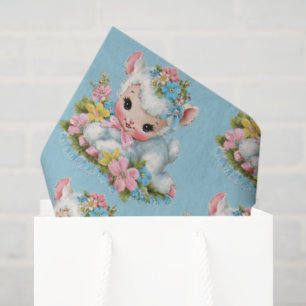 Mooie Vintage Retro Pasen Lam Decoupage Tissuepapier