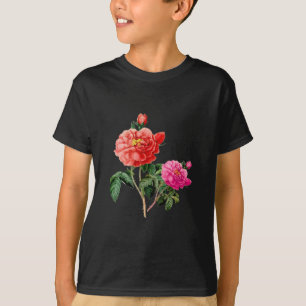 mooie vintage rode en roze roos bloemen t-shirt