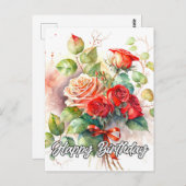 Mooie Vintage Rode Rozen Briefkaart (Voorkant / Achterkant)