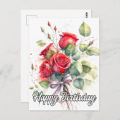 Mooie Vintage Rode Rozen Briefkaart (Voorkant / Achterkant)