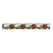Mooie Vintage Rode & Witte Roos  Grosgrain Lint (Voorkant)
