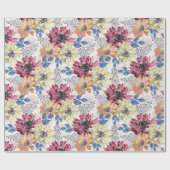 Mooie vintage roze oranje chrysanthemum cadeaupapier (Vlak)