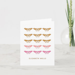 Mooie vintage roze vlinderillustratie notitiekaartje