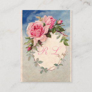 Mooie Vintage Rozen, Aangepast Monogram, Visitekaartje