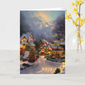 Mooie Vintage Stad Kerstmis Vierend Blank Kaart (Gele Bloem)