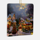 Mooie vintage stad viert Kerstmis Keramisch Ornament (Rechts)
