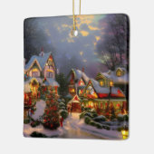 Mooie vintage stad viert Kerstmis Keramisch Ornament (Links)