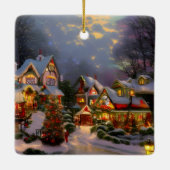 Mooie vintage stad viert Kerstmis Keramisch Ornament (Achterkant)