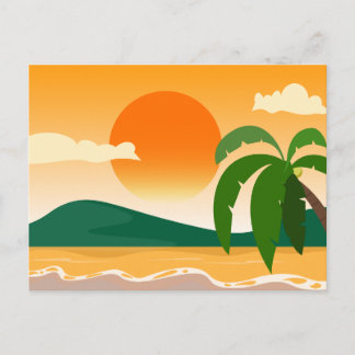 Mooie vintage strand zonsondergang eiland ansichtk feestdagenkaart