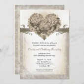 Mooie vintage trouwjubileum uitnodiging (Voorkant / Achterkant)