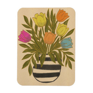 Mooie Vintage Tulpen Magneet