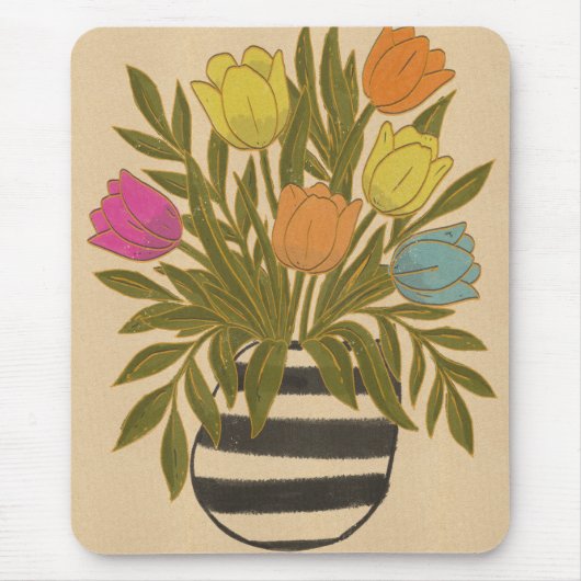 Mooie Vintage Tulpen Muismat (Voorkant)