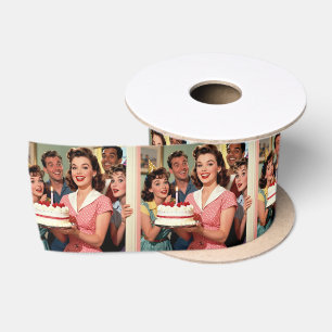 Mooie Vintage Verjaardag Vrienden Cadeau Verpakkin Satijnen Lint