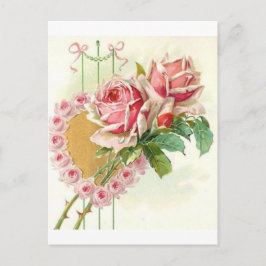 Mooie Vintage Victoriaans Rozen Valentijn Feestdagenkaart