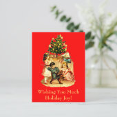 Mooie vintage Victoriaanse kerstkaartillustraties Feestdagenkaart (Staand voorkant)