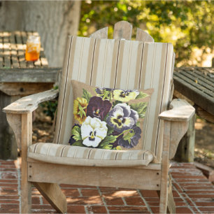 Mooie Vintage Viooltjesbloemen Op Nep Jute Jutezak Buitenkussen
