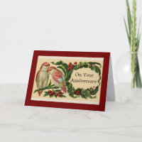 Mooie Vintage Vogels Jubileum Wenskaart
