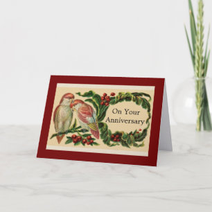 Mooie Vintage Vogels Jubileum Wenskaart Kaart