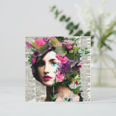 Mooie Vintage Vrouw Papier Collage Kunst (Staand voorkant)