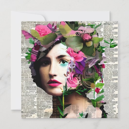 Mooie Vintage Vrouw Papier Collage Kunst (Voorkant)