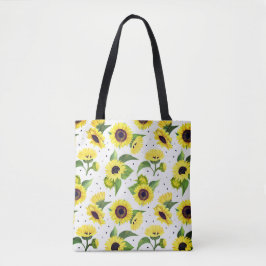Mooie vintage waterverf zonnebloem patroon  tote bag