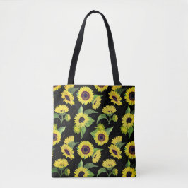 Mooie vintage waterverf zonnebloem patroon  tote bag