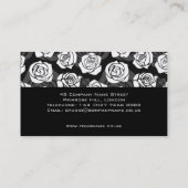 Mooie vintage zwart-wit rozen naamkaartje (Achterkant)