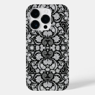 Mooie vintage zwart witte paisley patronen Case-Mate iPhone 14 pro hoesje