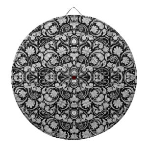 Mooie vintage zwart witte paisley patronen dartbord