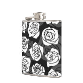 Mooie vintage zwarte en witte rozen heupfles (Links)