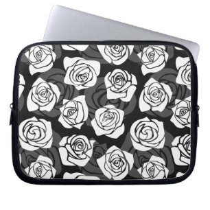 Mooie vintage zwarte en witte rozen laptop sleeve