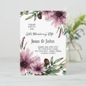 Mooie Violet Bloemen Bruiloft Kaart (Staand voorkant)