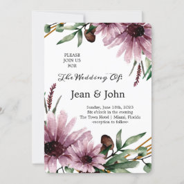 Mooie Violet Bloemen Bruiloft Kaart