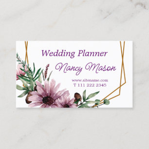Mooie Violet Bloemen Bruiloft Planner Visitekaartje