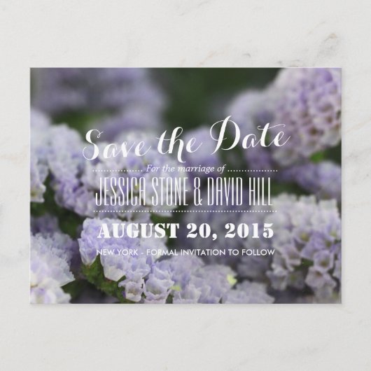 Mooie Violet Flowers bruiloft Save the Date Aankondigingskaart (Voorkant)