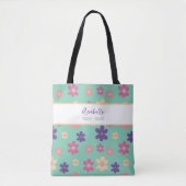 Mooie Violet Roze Gele Bloemen met naam Tote Bag (Voorkant)