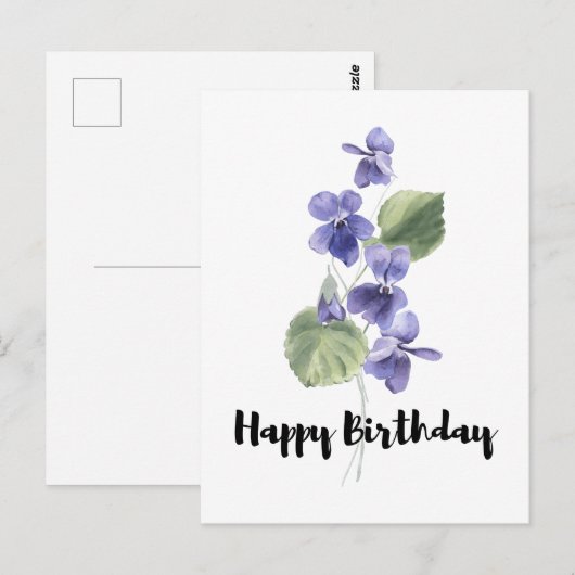 Mooie violette boeket Gelukkige Verjaardag Briefkaart (Voorkant / Achterkant)