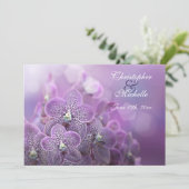 Mooie violette orchideeën bloem bruiloft kaart (Staand voorkant)