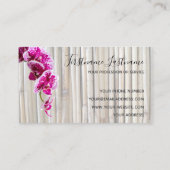 Mooie violette roze orchidee bloesems op bamboe visitekaartje (Achterkant)