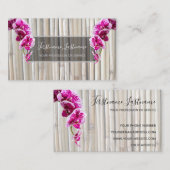 Mooie violette roze orchidee bloesems op bamboe visitekaartje (Voorkant / Achterkant)