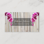 Mooie violette roze orchidee bloesems op bamboe visitekaartje (Voorkant)