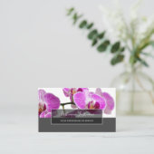 Mooie violette roze orchidee bloesems op grijs visitekaartje (Staand voorkant)