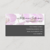 Mooie violette roze orchidee bloesems op grijs visitekaartje (Achterkant)