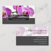 Mooie violette roze orchidee bloesems op grijs visitekaartje (Voorkant / Achterkant)