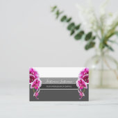 Mooie violette roze orchidee bloesems op grijs visitekaartje (Staand voorkant)