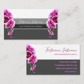 Mooie violette roze orchidee bloesems op grijs visitekaartje (Voorkant / Achterkant)